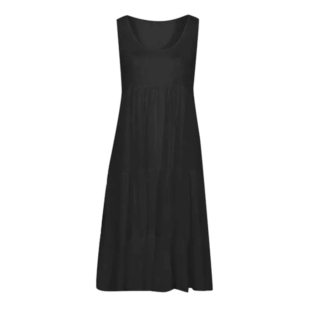 New Black Oversized Ruffle Beach Dress Sz S - Picture 2 of 5